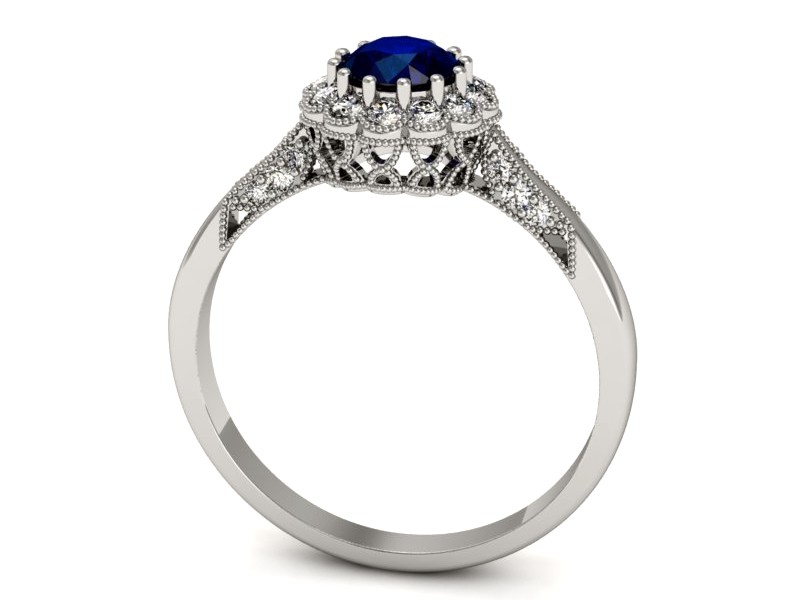 Pierścionek z szafirem i brylantami białe złoto - p16204bsz — zdjęcie 3
