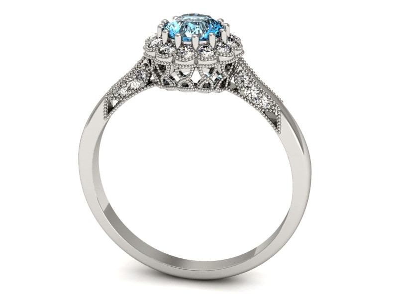 Pierścionek z topazem i brylantami białe złoto - p16204btp — zdjęcie 3