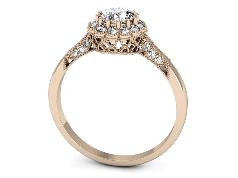 Złoty pierścionek z brylantami różowe złoto - p16204c — zdjęcie 3