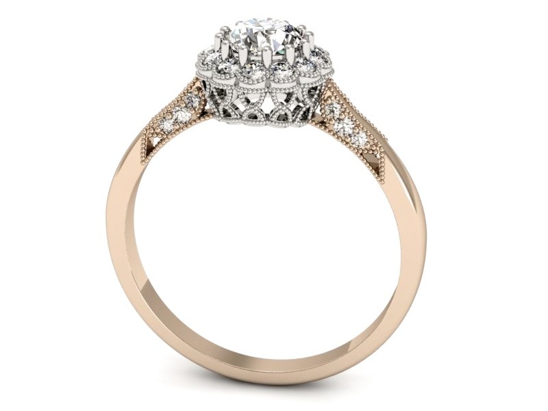 Pierścionek z brylantami białe różowe złoto - p16204cb — zdjęcie 3