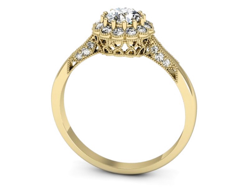 Złoty pierścionek z brylantami żółte złoto - p16204z — zdjęcie 3