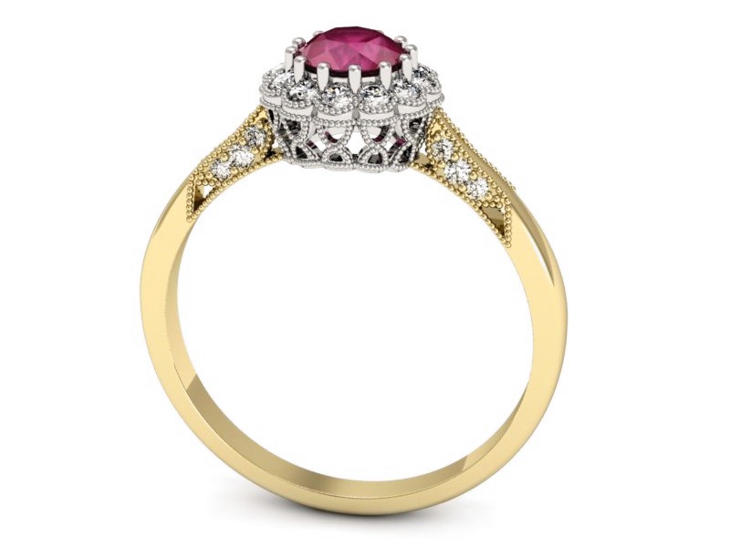 Pierścionek z rubinem i diamentami - p16204zbr — zdjęcie 3