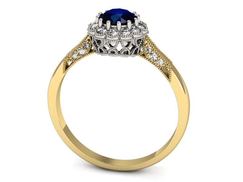 Pierścionek z szafirem i brylantami - p16204zbsz — zdjęcie 3