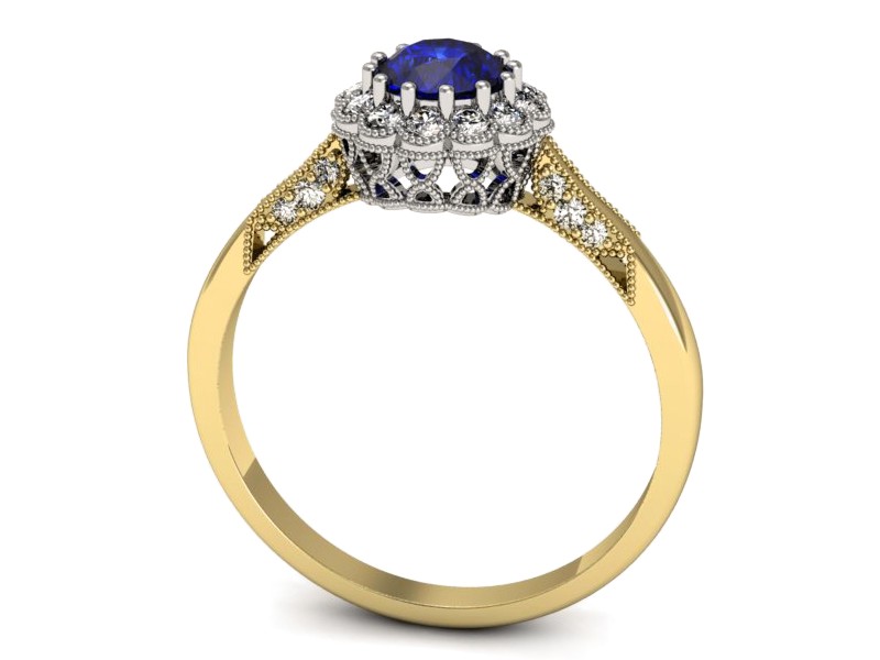 Pierścionek z szafirem i diamentami - p16204zbszc — zdjęcie 3