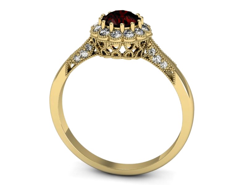 Złoty pierścionek z granatem żółte złoto - p16204zgr — zdjęcie 3