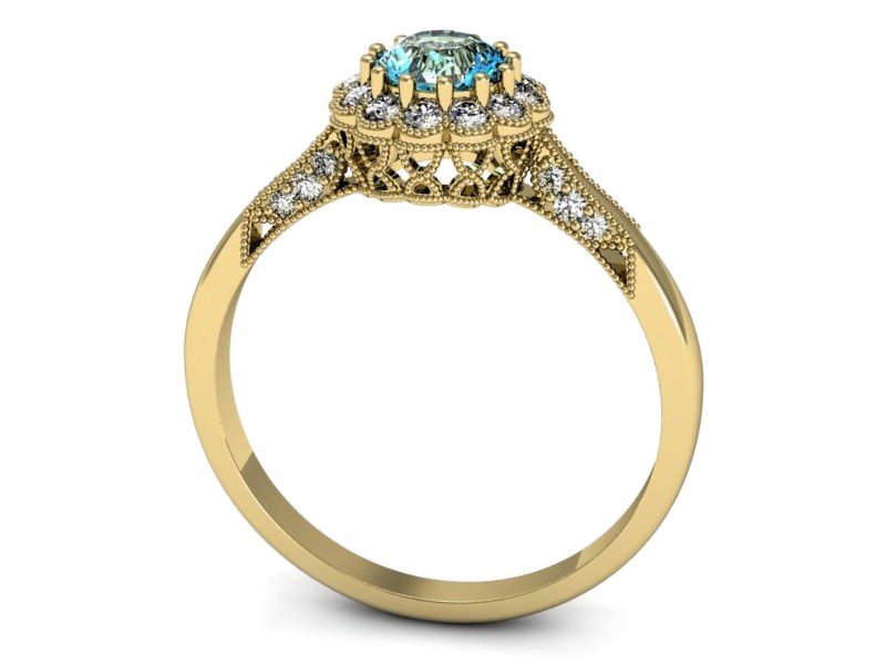 Złoty pierścionek z topazem i brylantami - p16204ztp — zdjęcie 3