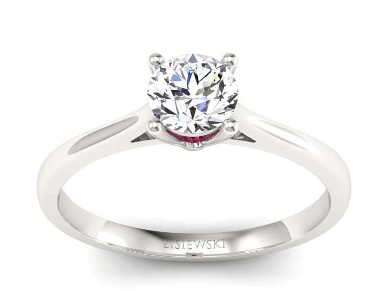 Pierścionek zaręczynowy z brylantem i rubinem - p16205br