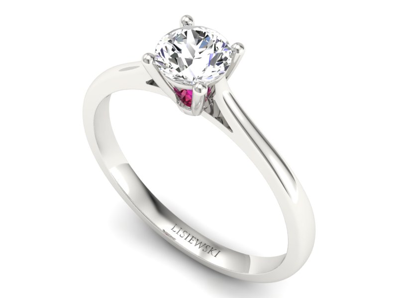 Pierścionek zaręczynowy z brylantem i rubinem - p16205br — zdjęcie 3