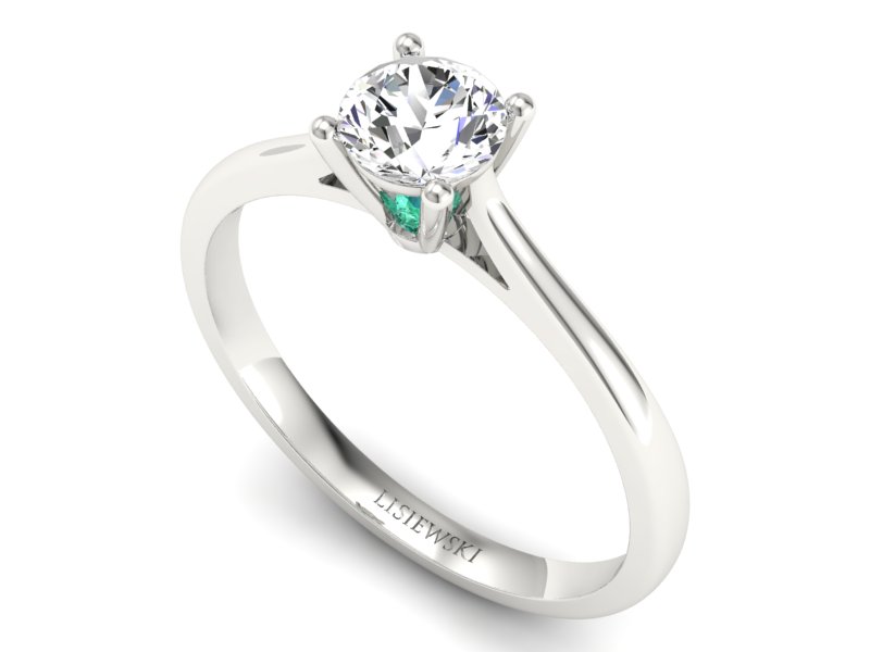 Złoty pierścionek ze szmaragdem i brylantem - p16205bsm — zdjęcie 3