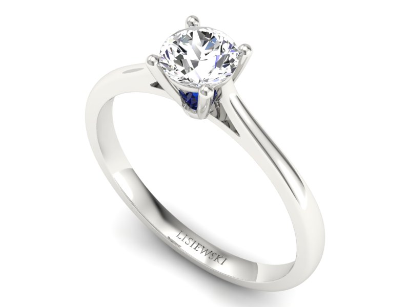 Pierścionek zaręczynowy z brylantem i szafirem - p16205bsz — zdjęcie 3