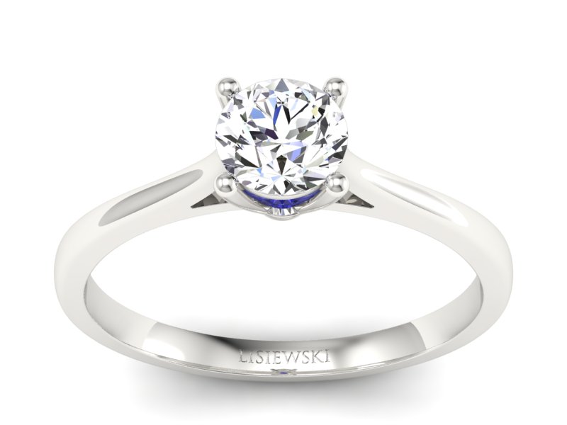 Pierścionek z brylantem i szafirem białe złoto - p16205bszc