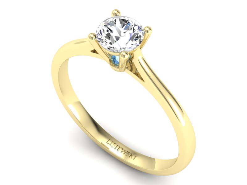 Pierścionek z brylantem i topazem żółte złoto - p16205za — zdjęcie 3