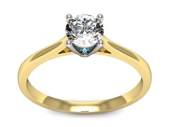 Złoty pierścionek z brylantem i topazem - p16205zba - 1