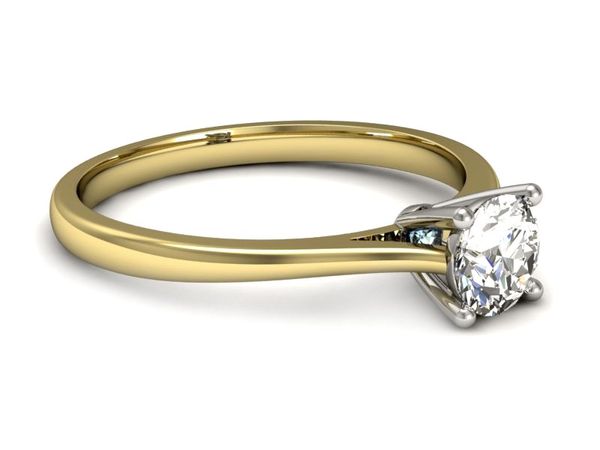 Złoty pierścionek z brylantem i topazem - p16205zba