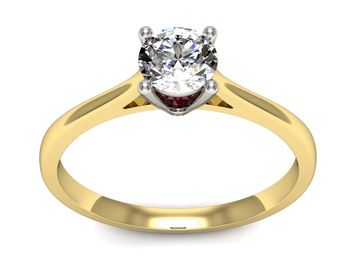 Złoty Pierścionek z diamentem i pięknym rubinem - p16205zbr - 1