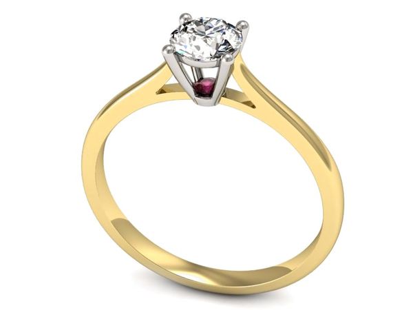Złoty Pierścionek z diamentem i pięknym rubinem - p16205zbr