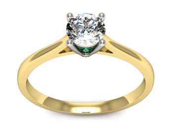 Złoty pierścionek z brylantem i szmaragdem - p16205zbsm - 1