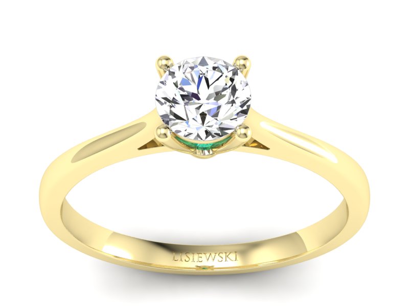 Złoty pierścionek z brylantem i szmaragdem - p16205zbsm