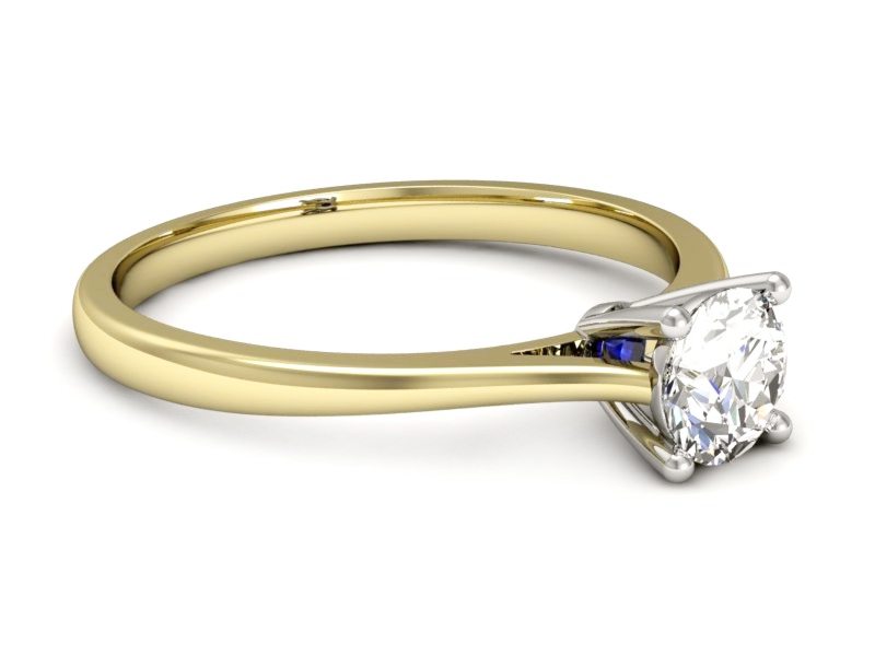 Złoty pierścionek z brylantem i szafirem - p16205zbszc — zdjęcie 5