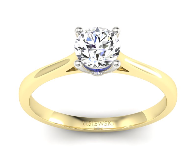 Złoty pierścionek z brylantem i tanzanitem - p16205zbt