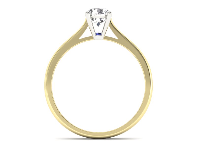 Złoty pierścionek z brylantem i tanzanitem - p16205zbt — zdjęcie 2