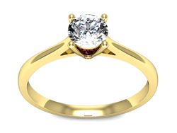 Złoty pierścionek z brylantem i rubinem - p16205zr
