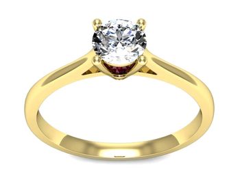 Złoty pierścionek z brylantem i rubinem - p16205zr - 1