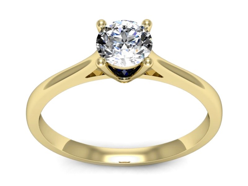 Pierścionek z brylantem i szafirem żółte złoto - p16205zsz — zdjęcie 4