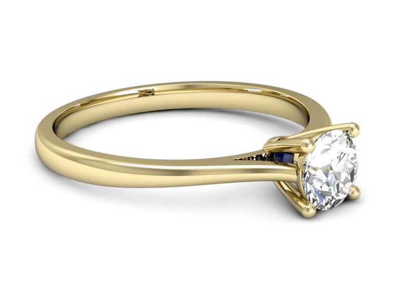 Pierścionek z brylantem i szafirem żółte złoto - p16205zsz — zdjęcie 5