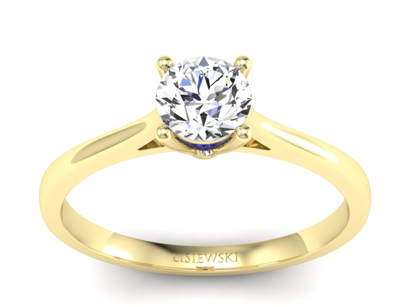 Pierścionek z diamentem i szafirem żółte złoto - p16205zszc