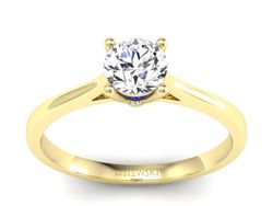 Pierścionek z diamentem i szafirem żółte złoto - p16205zszc