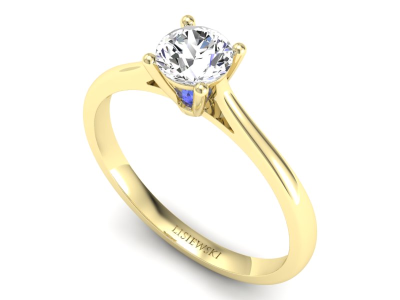 Pierścionek zaręczynowy z tanzanitem i diamentami - p16205zt — zdjęcie 3