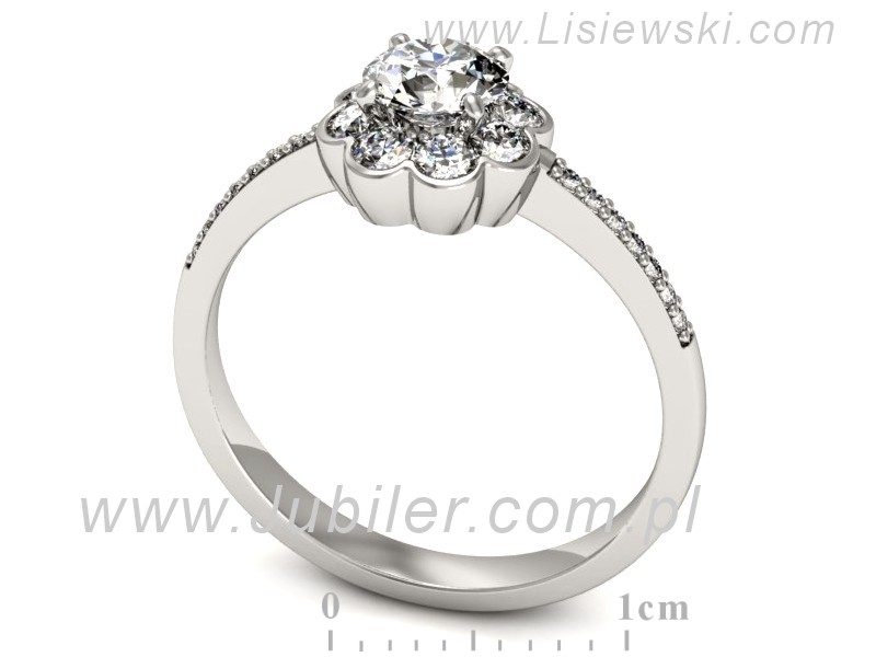 Złoty pierścionek z brylantami białe złoto - p16206b — zdjęcie 3