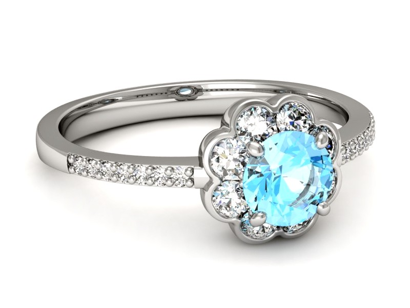 Pierścionek z topazem i brylantami białe złoto - p16206ba — zdjęcie 2