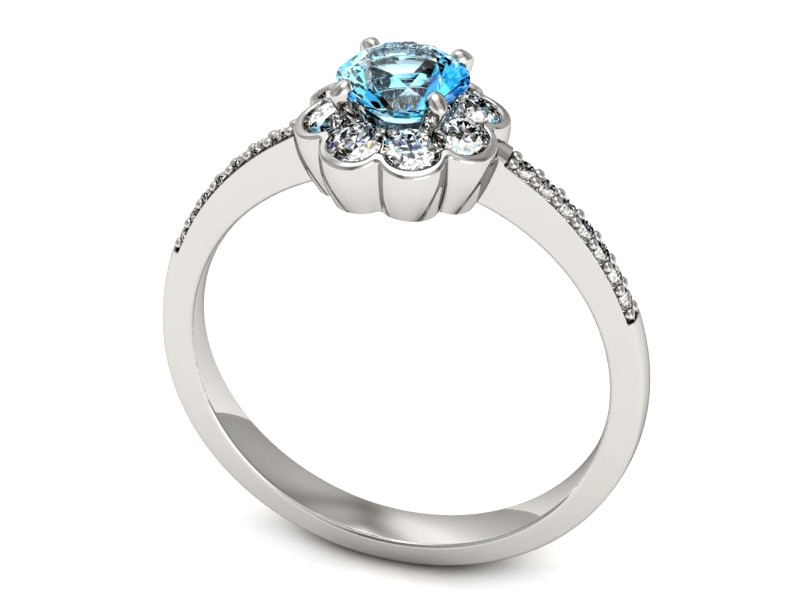 Pierścionek z topazem i brylantami białe złoto - p16206ba — zdjęcie 3