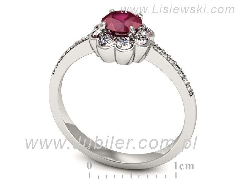 Pierścionek z rubinem i brylantami białe złoto - p16206br — zdjęcie 3