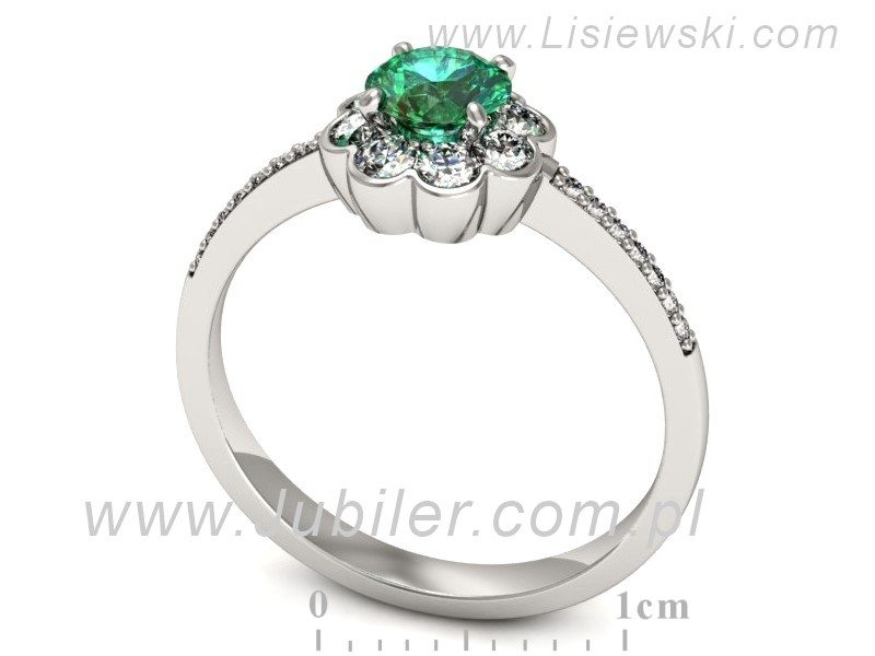 Złoty pierścionek ze szmaragdem i brylantami - p16206bsm — zdjęcie 3