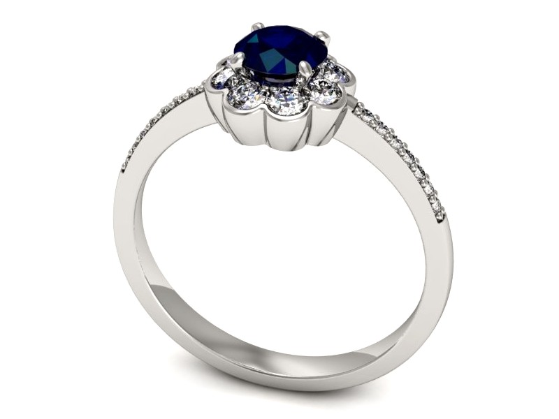 Pierścionek z szafirem i brylantami białe złoto - p16206bsz — zdjęcie 3