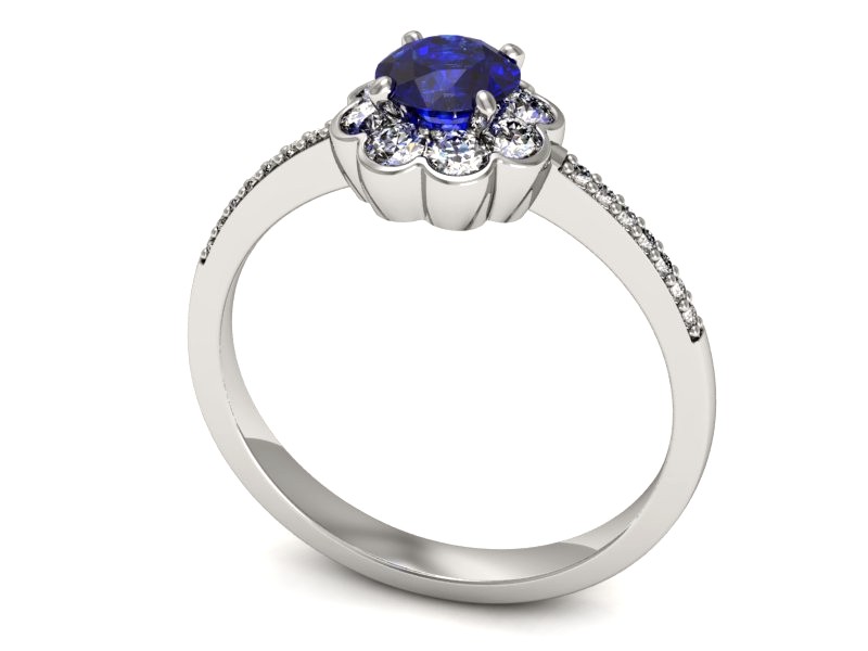 Pierścionek z szafirem i brylantami - p16206bszc — zdjęcie 3