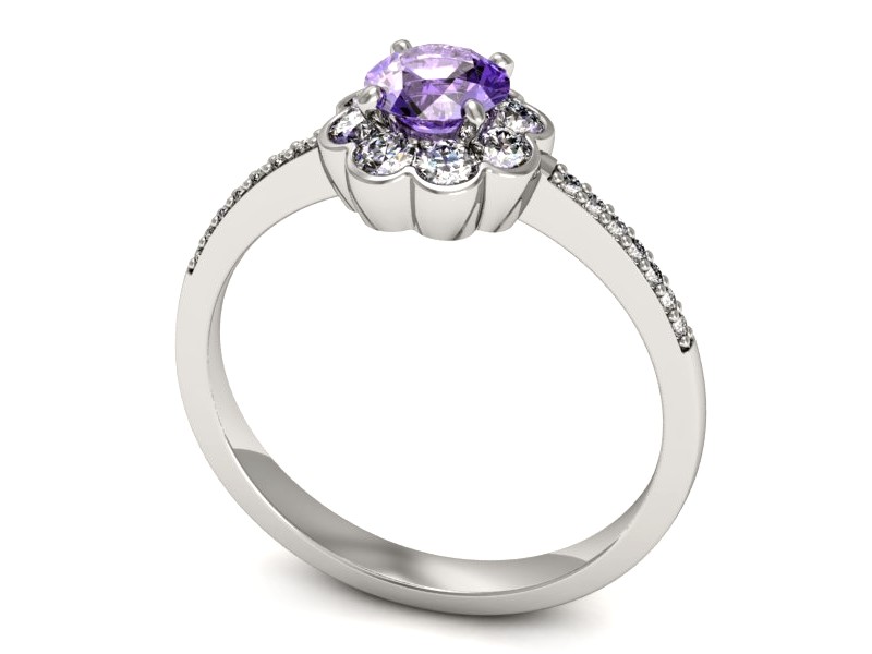 Pierścionek z tanzanitem białe złoto z brylantami - p16206bt — zdjęcie 3