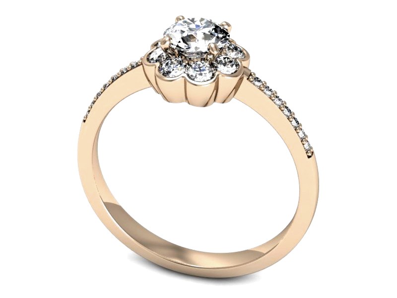 Złoty pierścionek z brylantami różowe złoto - p16206c — zdjęcie 3