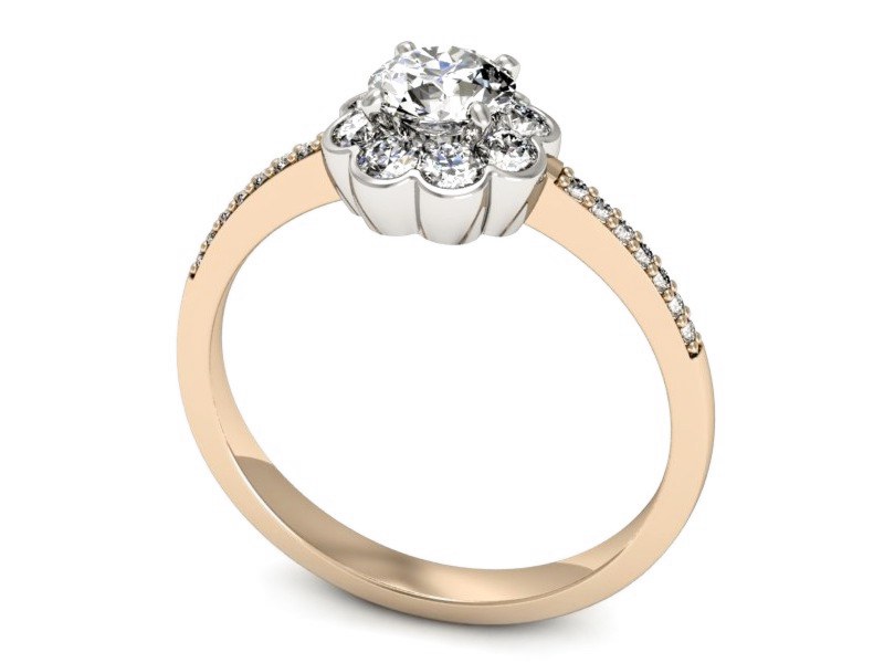 Pierścionek z brylantami białe różowe złoto - p16206cb — zdjęcie 3