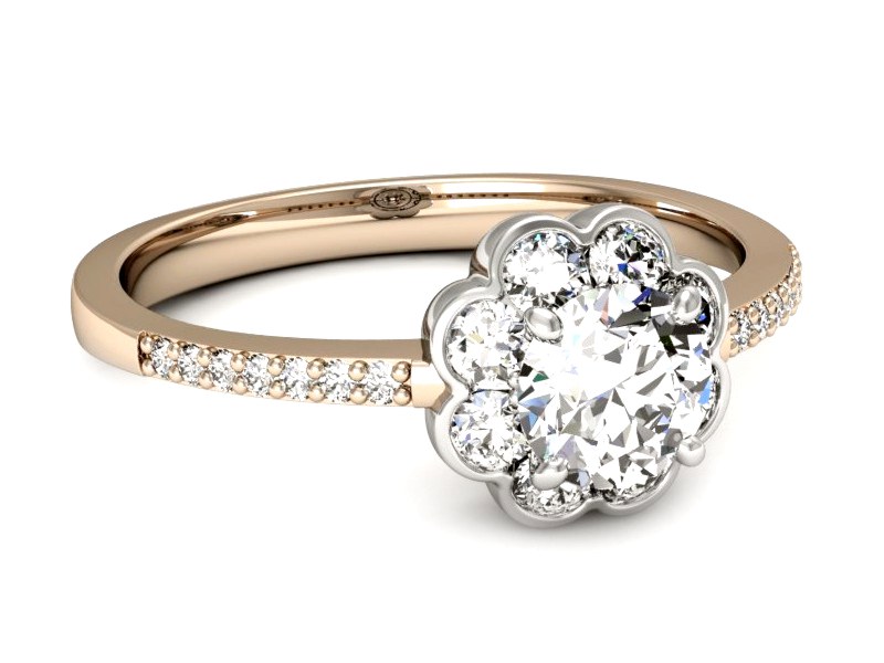 Pierścionek z brylantami białe różowe złoto - p16206cb — zdjęcie 2