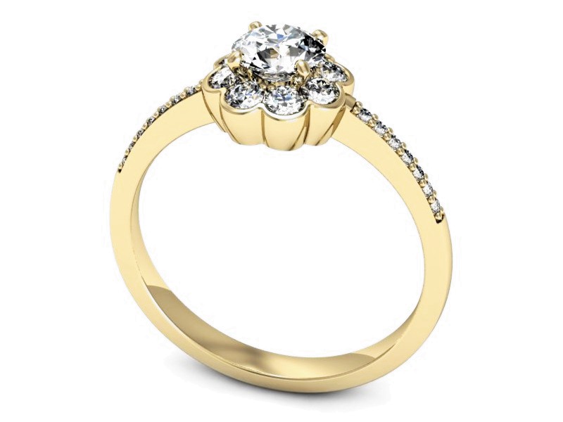 Złoty pierścionek z brylantami żółte złoto - p16206z — zdjęcie 3