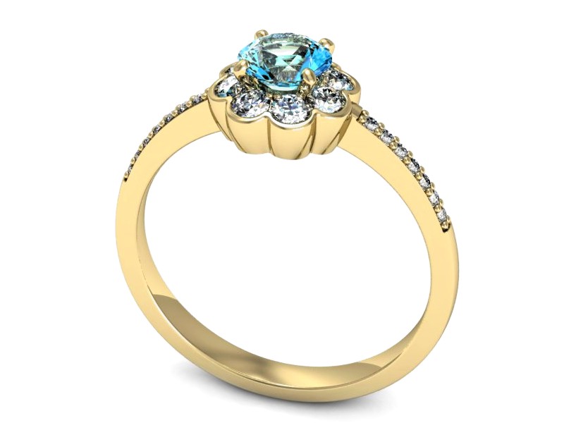 Pierścionek z topazem i brylantami żółte złoto - p16206za — zdjęcie 3