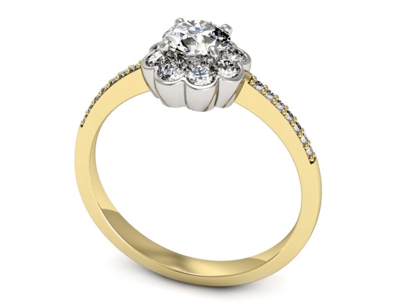 Pierścionek z diamentami żółte i białe złoto - p16206zb — zdjęcie 3