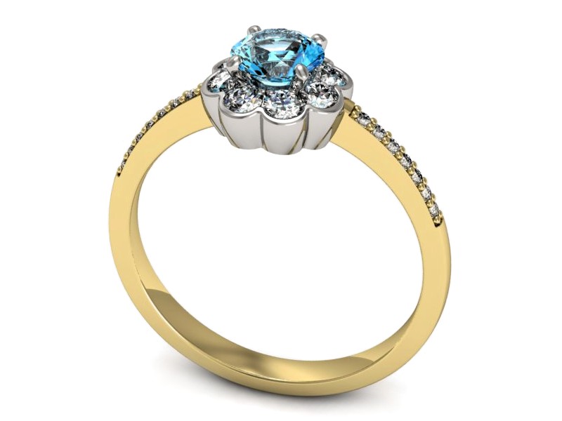 Pierścionek z topazem i brylantami - p16206zba — zdjęcie 3