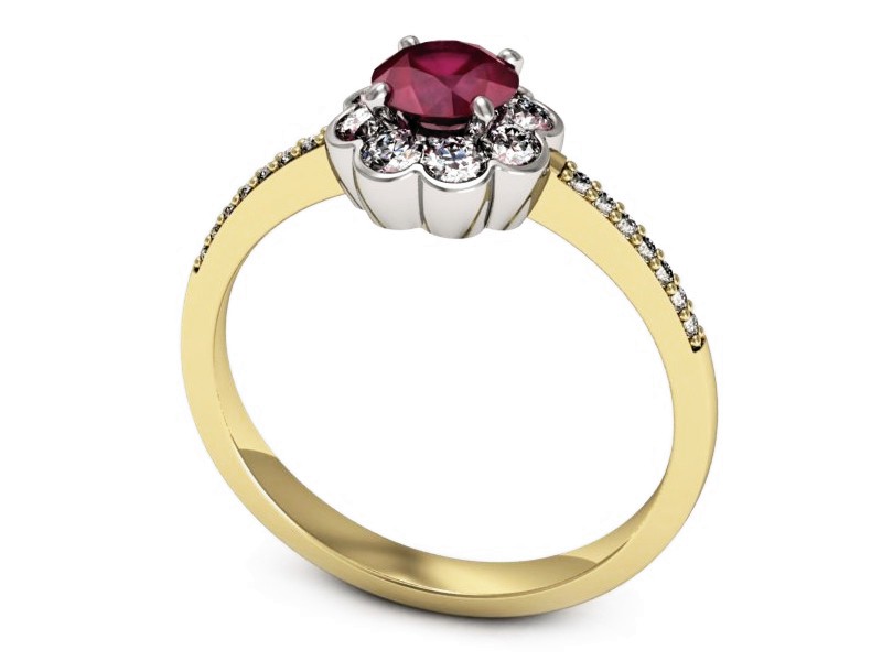 Pierścionek z rubinem i diamentami - p16206zbr — zdjęcie 3