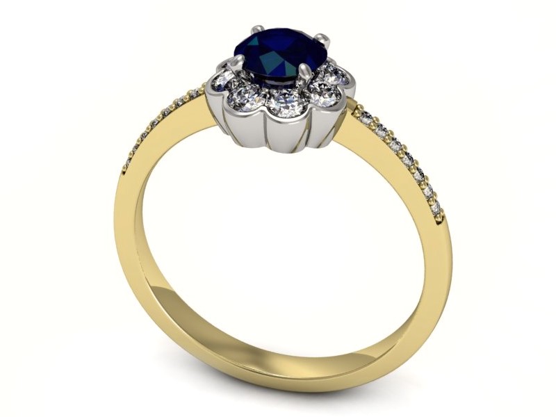 Pierścionek z szafirem i brylantami - p16206zbsz — zdjęcie 3