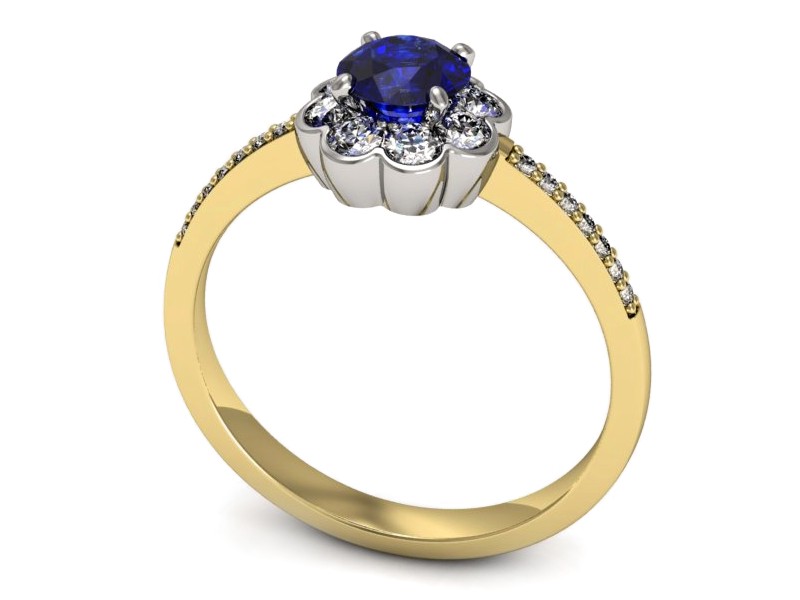 Pierścionek z brylantami i szafirem - p16206zbszc — zdjęcie 3